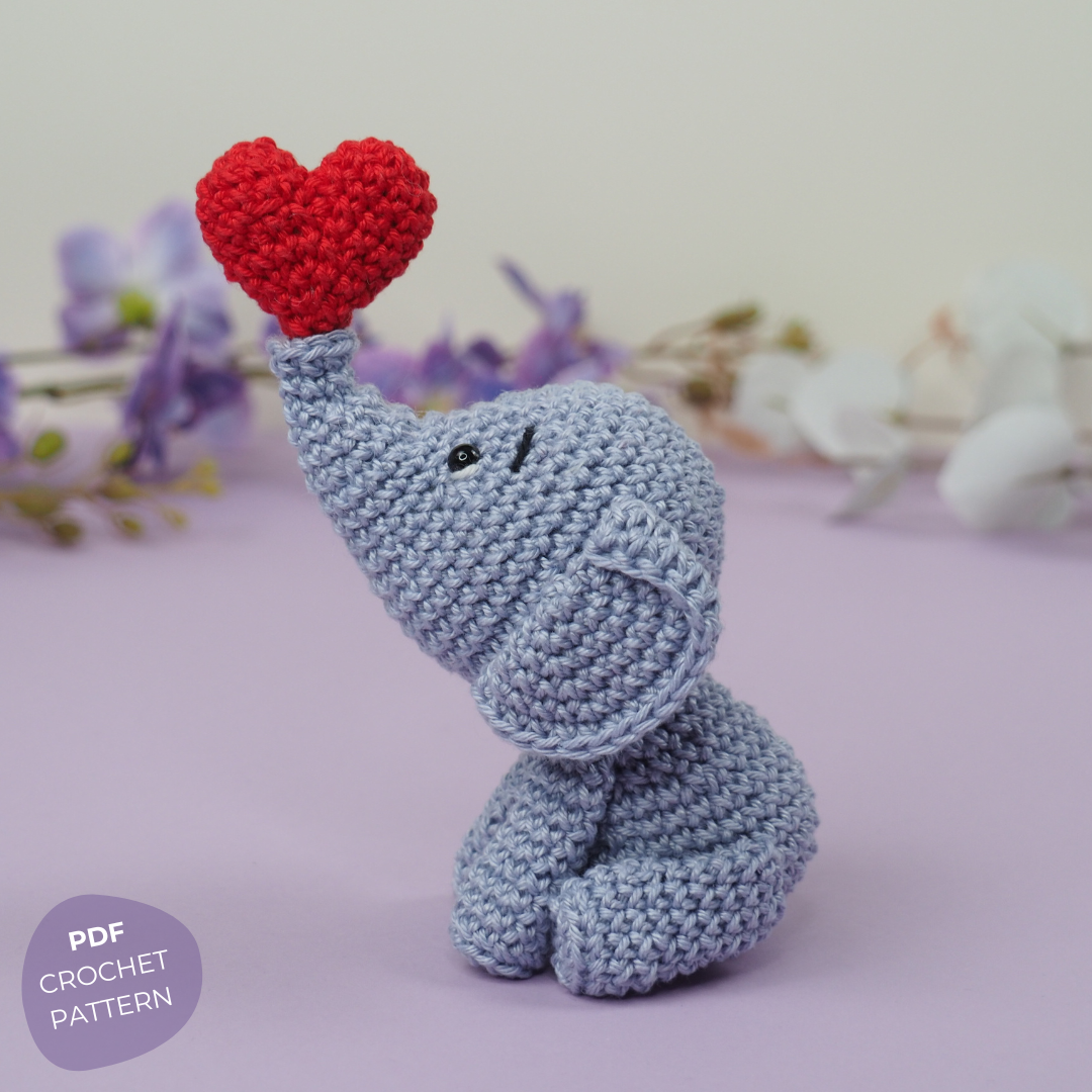 Elli Elephant with a Heart Crochet Pattern