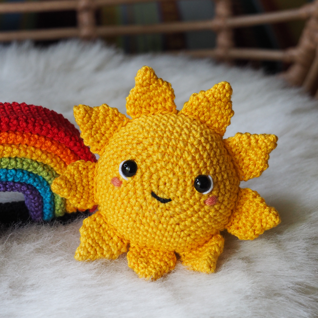 Weathergurumis Crochet Pattern with Sun, Cloud, Rain Cloud, and Rainbow